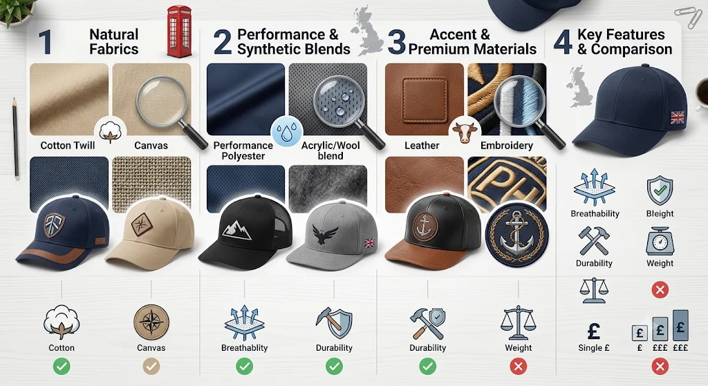 Best Materials Used in Custom Baseball Caps: The Complete UK Buying Guide